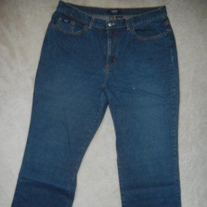 Izod Womens Sz 16 Jeans Bootcut Hi Waist Belted Pockets Stretch Pants Dark Wash